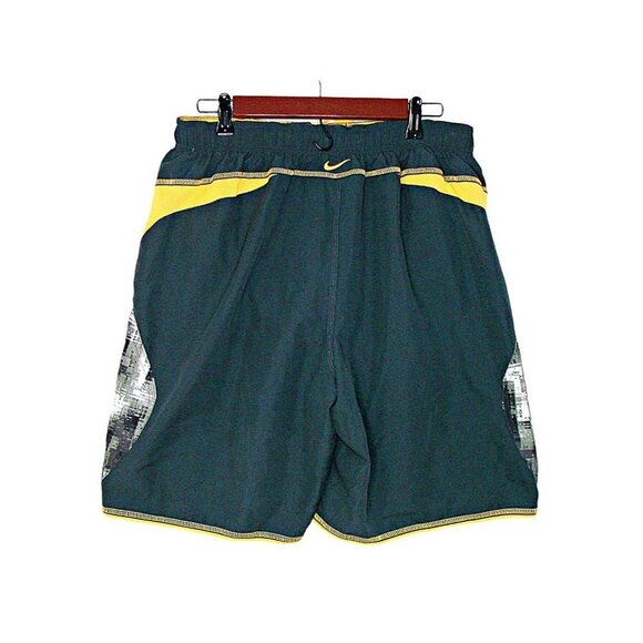 Nike Mens Drawstring Lined Swim Trunks Board Shorts Black Gray Yellow Size XL - Picture 2 of 12